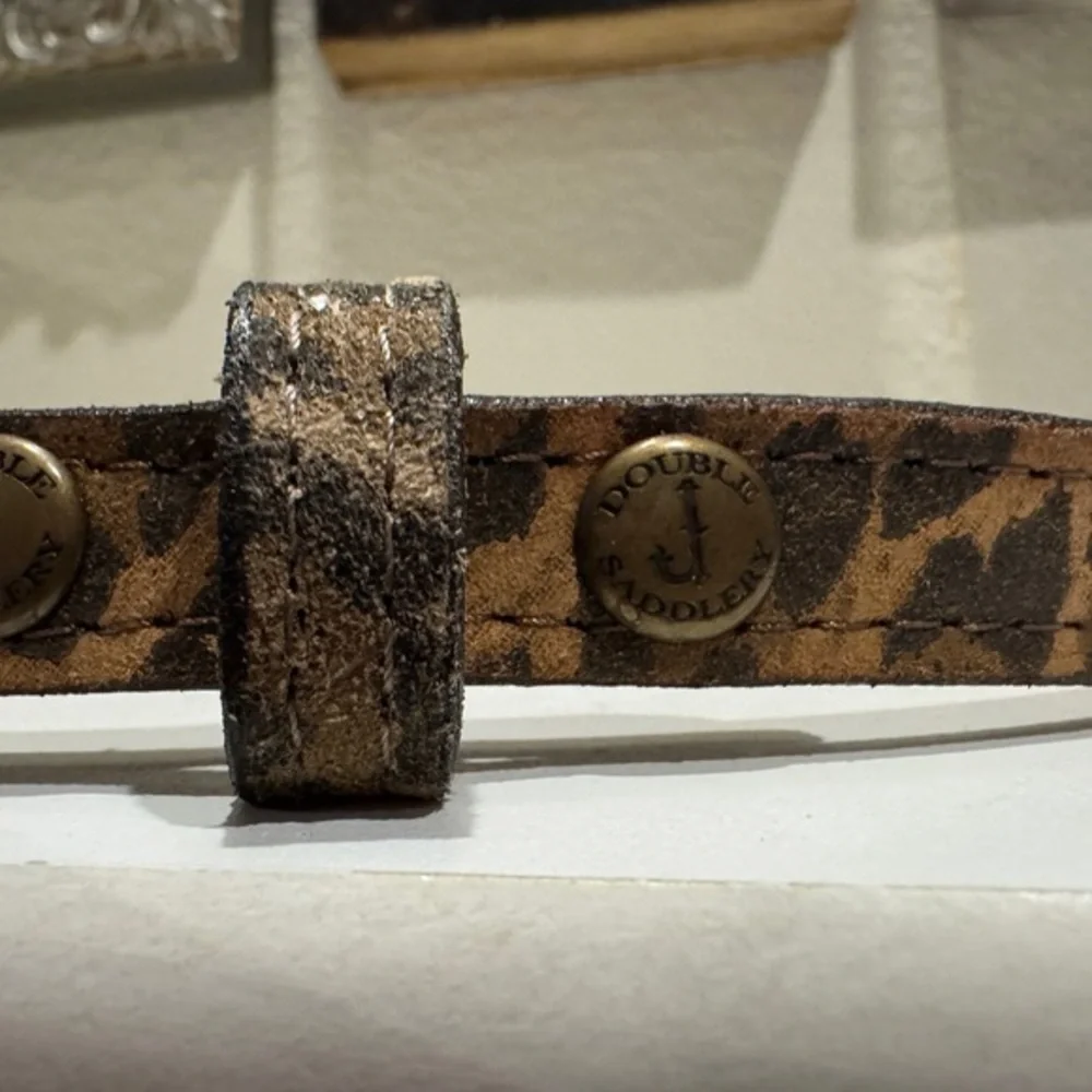 Double J Saddlery Cheetah Print Suede Print Leather Belt, Brass‎ Buckle, Size 34